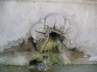 Uno dei bocchettoni da cui fuoriesce l'acqua dalla fontana monumentale